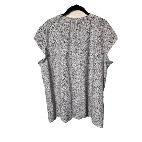 Women’s Black & White Abstract Print Blouse – V-Neck Cap Sleeve Tunic Top XXL - Picture 2 of 10